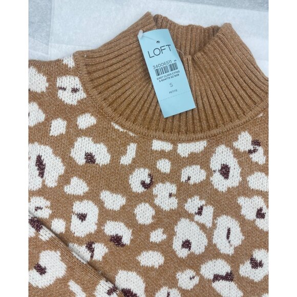 LOFT  Small Petite Leopard Print Turtleneck Tunic SweaterI’m - Picture 4 of 13